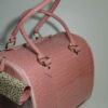 Rózsaszín lakkozott kigyóbőr mintás kutyahordozó táska 2 2